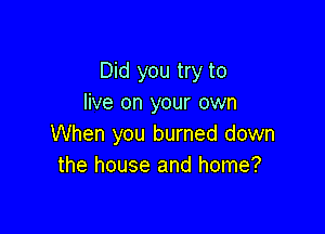 Did you try to
live on your own

When you burned down
the house and home?