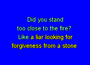 Did you stand
too close to the fire?

Like a liar looking for
forgiveness from a stone