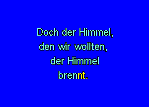 Doch der Himmel,
den wir wollten,

der Himmel
brennt.