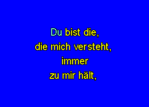 Du bist die,
die mich versteht,

immer
zu mir halt,