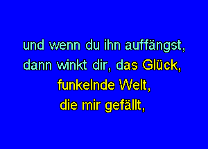 und wenn du ihn auffangst,
dann winkt dir, das GIUck,

funkelnde Welt,
die mir gefallt,