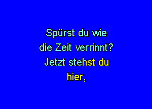 SpUrst du wie
die Zeit verrinnt?

Jetzt stehst du
hier,