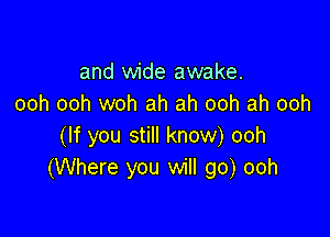 and wide awake.
ooh ooh woh ah ah ooh ah ooh

(If you still know) ooh
(Where you will go) ooh