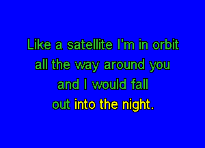 Like a satellite I'm in orbit
all the way around you

and I would fall
out into the night.