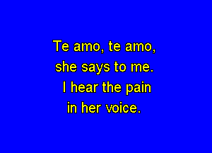 Te amo, te amo,
she says to me.

I hear the pain
in her voice.