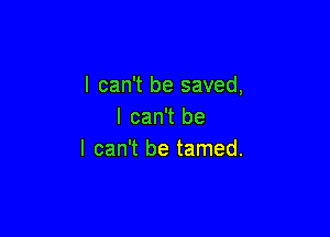 I can't be saved,
I can't be

I can't be tamed.