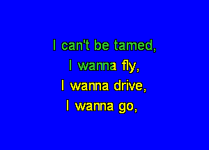 I can't be tamed,
I wanna fly,

I wanna drive,
I wanna go,