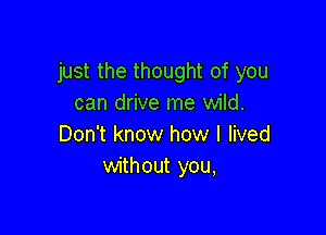 just the thought of you
can drive me wild.

Don't know how I lived
without you,