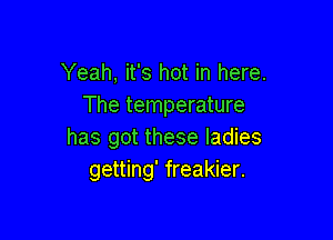 Yeah, it's hot in here.
The temperature

has got these ladies
getting' freakier.