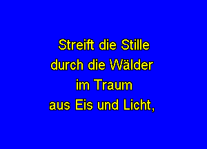 Streift die Stille
durch die walder

im Traum
aus Eis und Licht,