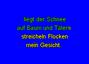 liegt der Schnee
auf Baum und T'alern

streicheln Flocken
mein Gesicht.