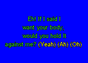 Eh! If I said I
want your body,

would you hold It
against me? (Yeah) (Ah) (Oh)