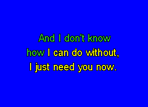 And I don't know
how I can do without,

I just need you now.