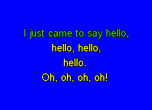 I just came to say hello,
hello, hello,

hello.
Oh, oh, oh, oh!