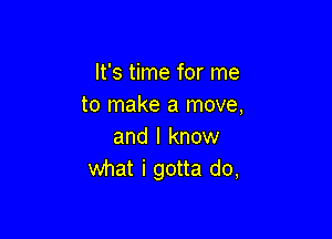 It's time for me
to make a move,

and I know
what i gotta do,