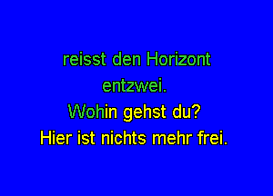 reisst den Horizont
entzwei.

Wohin gehst du?
Hier ist nichts mehr frei.