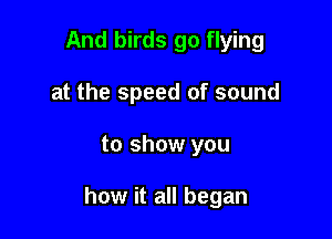And birds go flying
at the speed of sound

to show you

how it all began