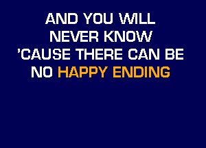 AND YOU WILL
NEVER KNOW
'CAUSE THERE CAN BE
N0 HAPPY ENDING