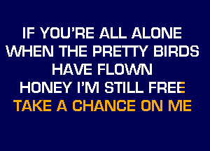 IF YOU'RE ALL ALONE
WHEN THE PRETTY BIRDS
HAVE FLOWN
HONEY I'M STILL FREE
TAKE A CHANCE ON ME