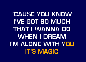 'CAUSE YOU KNOW
I'VE GOT SO MUCH
THAT I WANNA DO
WHEN I DREAM
I'M ALONE WTH YOU
IT'S MAGIC