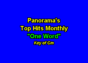 Panorama's
Top Hits Monthly

One Word
Key of Cm