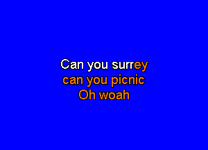 Can you surrey

can you picnic
Oh woah