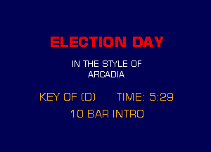 IN THE STYLE 0F
ARCADIA

KEY OF (DJ TIME 529
10 BAR INTRO