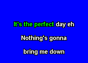 It's the perfect day eh

Nothing's gonna

bring me down
