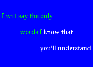 I will say the only

words I know that

you'll understand