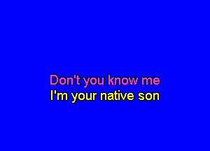 Don't you know me
I'm your native son