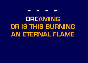 DREAMING
OR IS THIS BURNING

AN ETERNAL FLAME