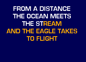 FROM A DISTANCE
THE OCEAN MEETS
THE STREAM
AND THE EAGLE TAKES
T0 FLIGHT