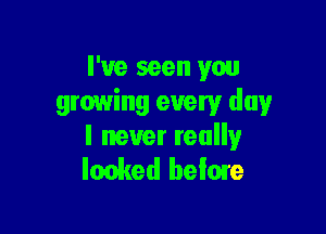 I've seen you
growing every day

I never really
looked below