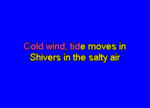 Cold wind, tide moves in

Shivers in the salty air
