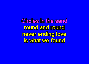 Circles in the sand
round and round

never ending love
is what we found