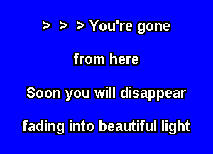 ) You're gone
from here

Soon you will disappear

fading into beautiful light