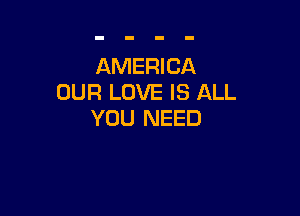 AMERICA
OUR LOVE IS ALL

YOU NEED