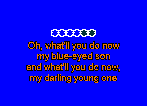 am

Oh, what'll you do now

my blue-eyed son
and what'll you do now,
my darling young one