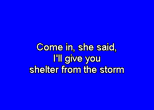 Come in, she said,

I'll give you
shelter from the storm
