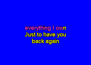 everything I own

Just to have you
back again