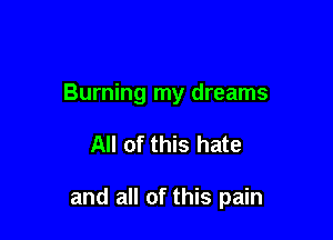 Burning my dreams

All of this hate

and all of this pain
