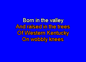 Born in the valley
And raised in the trees

Of Western Kentucky
On wobbly knees