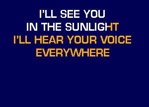 I'LL SEE YOU
IN THE SUNLIGHT
I'LL HEAR YOUR VOICE
EVERYWHERE