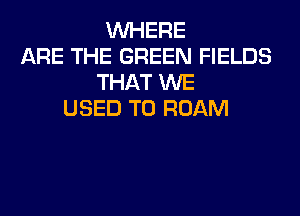 WHERE
ARE THE GREEN FIELDS
THAT WE
USED TO ROAM