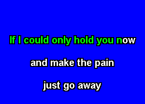 If I could only hold you now

and make the pain

just go away