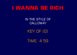 IN THE STYLE 0F
CALLOWAY

KEY OF ((31

TIME 459