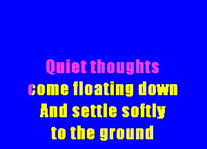 Quietthoughts

come floating down
And settle softly
t0 the ground