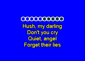 Em
Hush, my darling

Don't you cry
Quiet, angel
Forget their lies