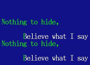 Nothing to hide,

Believe what I say
Nothing to hide,

Believe what I say