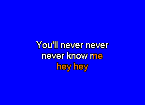You'll never never

never know me
hey hey